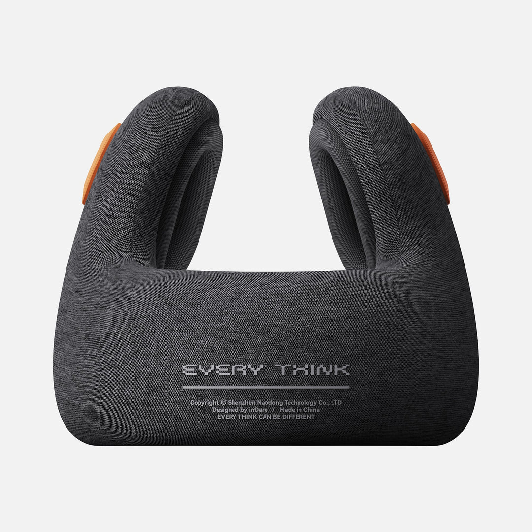 EVERYTHINK E2 travel neck pillow in dark gray, medium size, with ergonomic support and premium fabric
