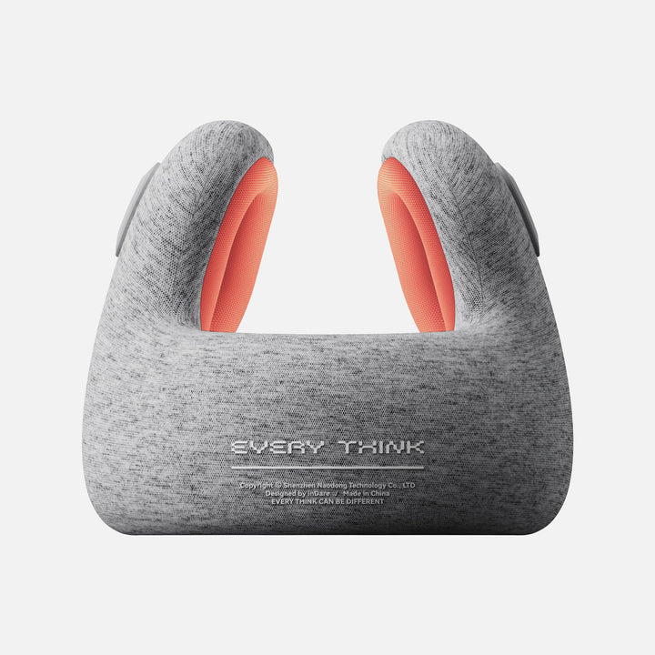 EVERYTHINK E2 travel neck pillow in light gray with orange inner lining, size S, ergonomic support design