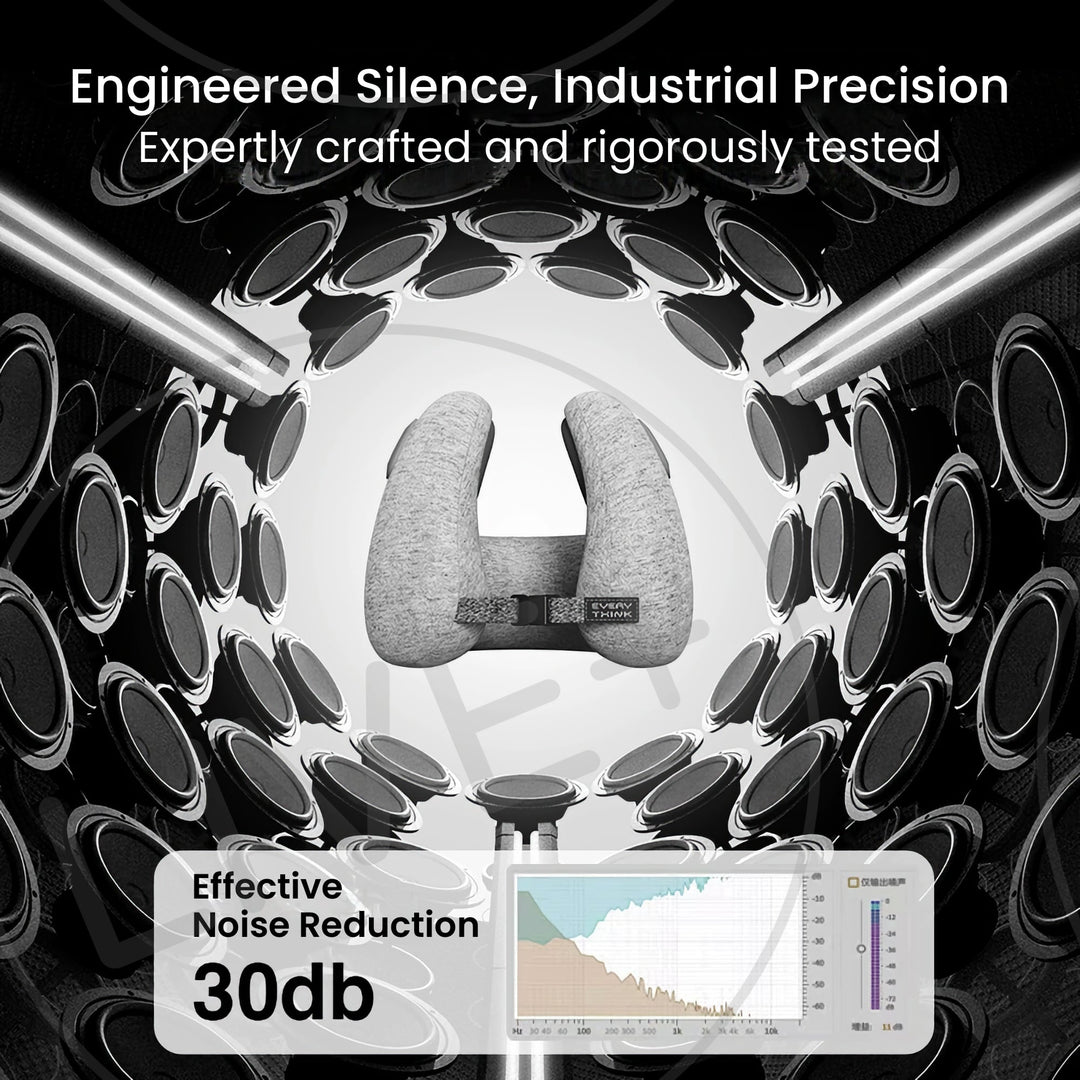 EVERYTHINK E2 pillow tested with industrial-grade precision for effective 30dB noise reduction