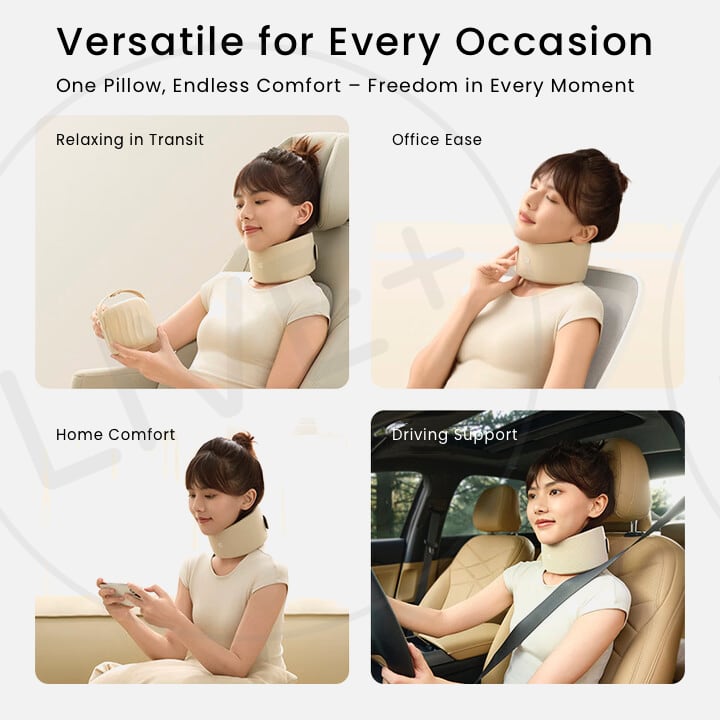 EVERYTHINK EC2 Neck Support Pillow in Crescent White, versatile ergonomic design for office, car, home, and travel comfort