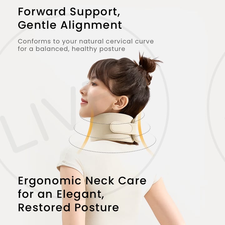 EVERYTHINK EC2 Neck Support Pillow in Crescent White, ergonomic side view showing full neck support and healthy posture alignment