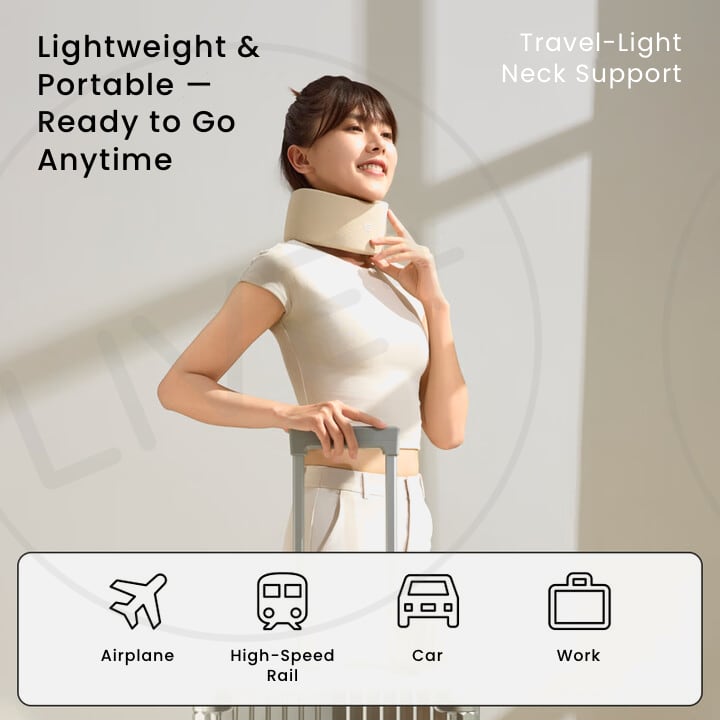 EVERYTHINK EC2 Neck Support Pillow in Crescent White, lightweight and portable travel design ideal for flights, trains, cars, and work