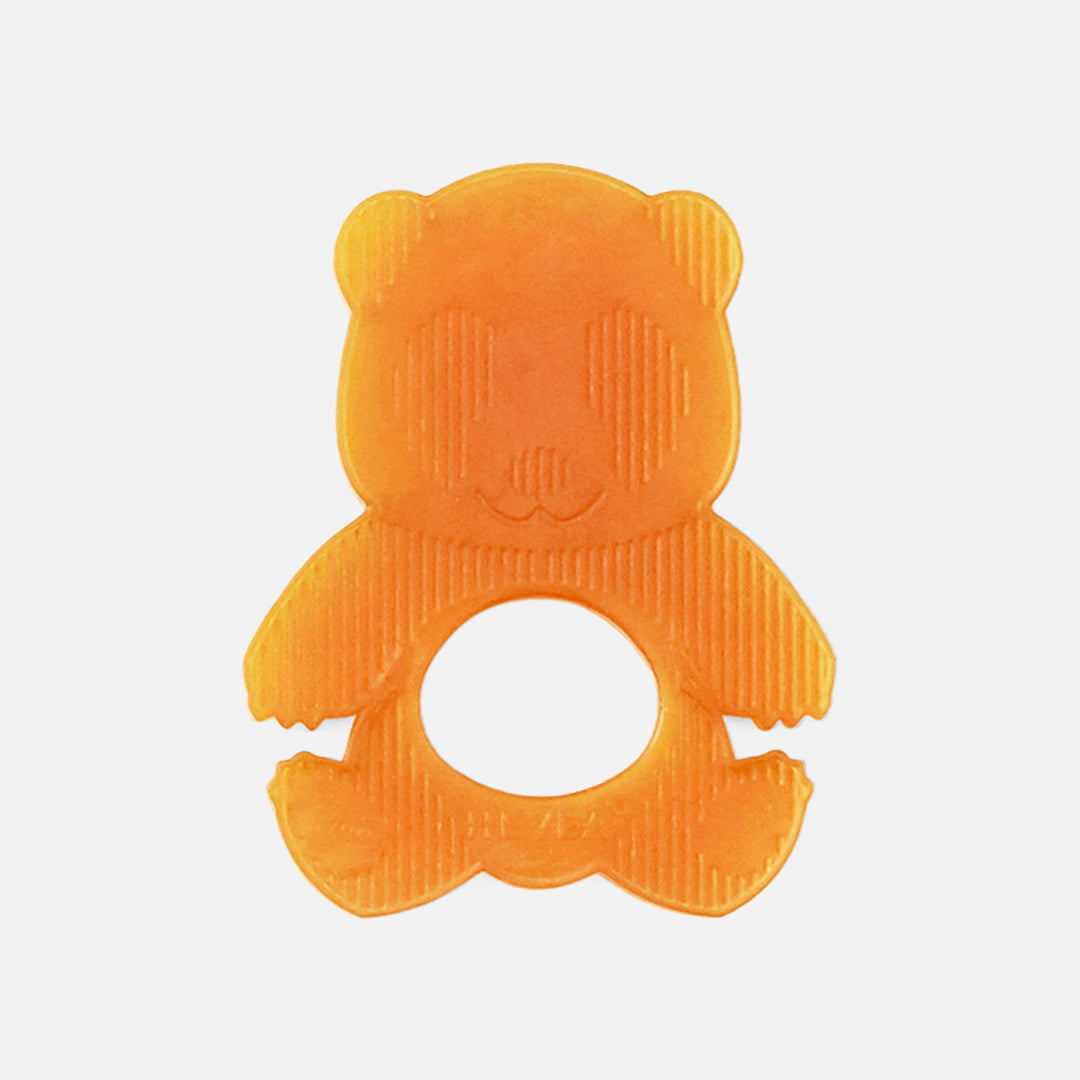 Front view of HEVEA Panda Teether made from 100% natural rubber with textured surface for soothing gums