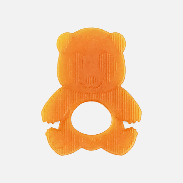 Front view of HEVEA Panda Teether made from 100% natural rubber with textured surface for soothing gums