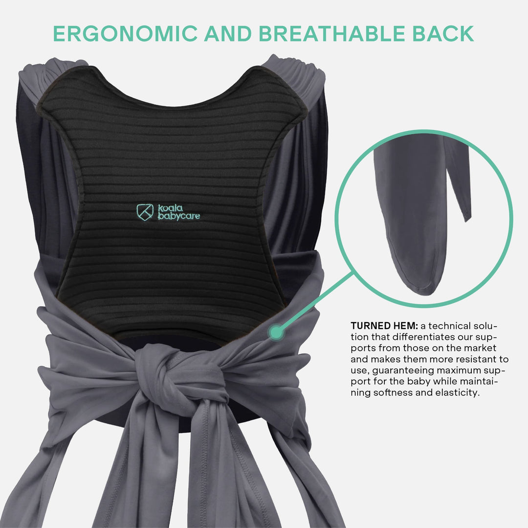 Back view of Koala Cuddle Band 2 in dark gray showing ergonomic and breathable support