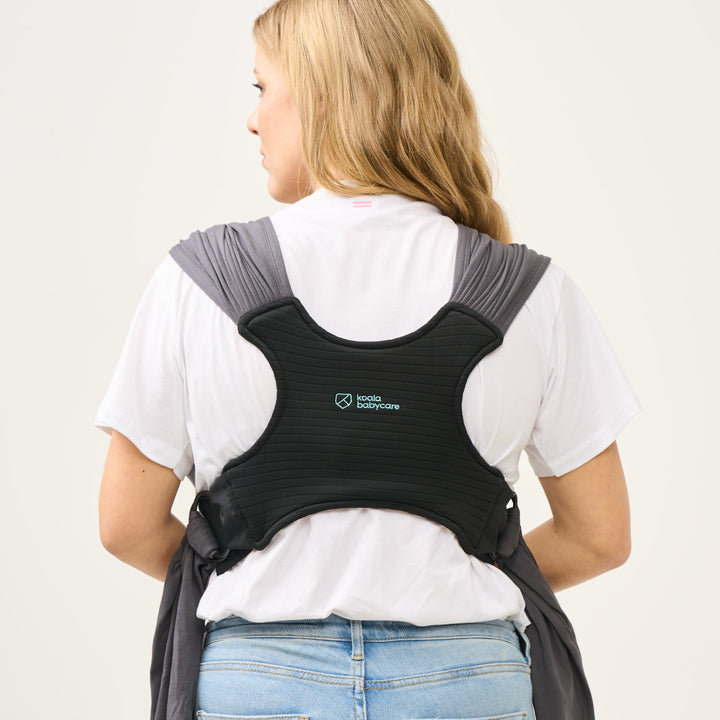 Back view of Koala Babycare Cuddle Band 2 in dark gray showing ergonomic back support