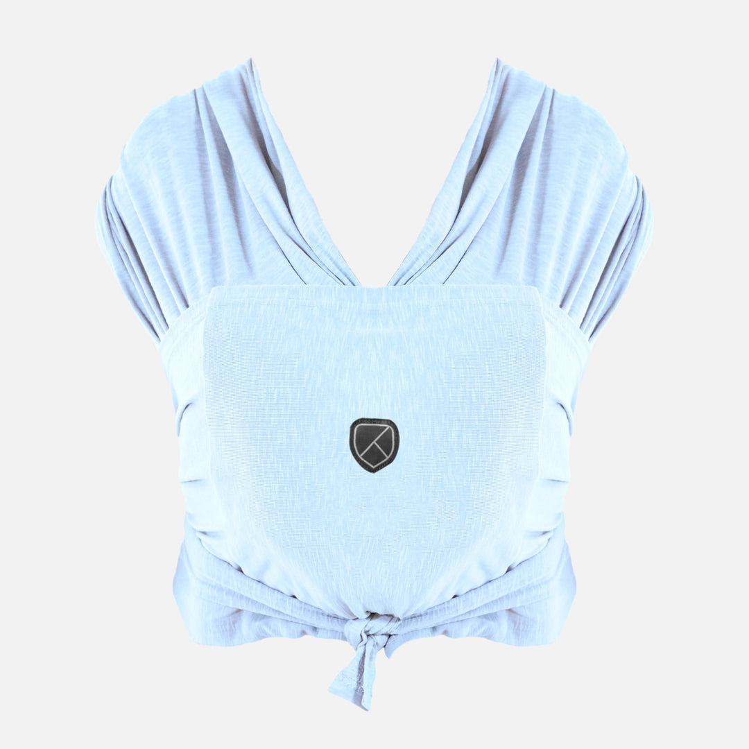 Koala Babycare Koala Cuddle Band in light blue, ergonomic baby carrier with back support and adjustable wrap design.