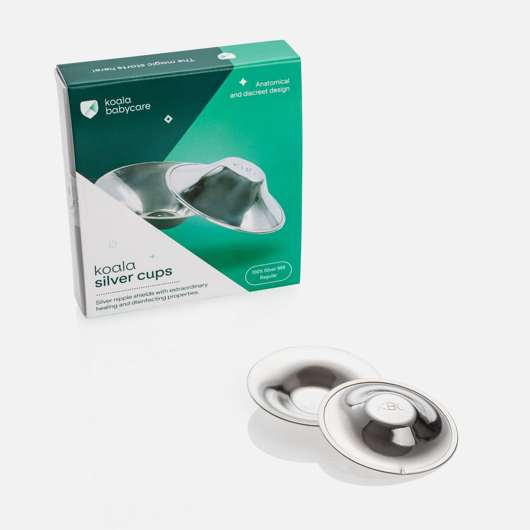 Koala Babycare Koala Silver Cups Regular - 100% Silver 999. Provides soothing relief and protection for sore nipples during breastfeeding.