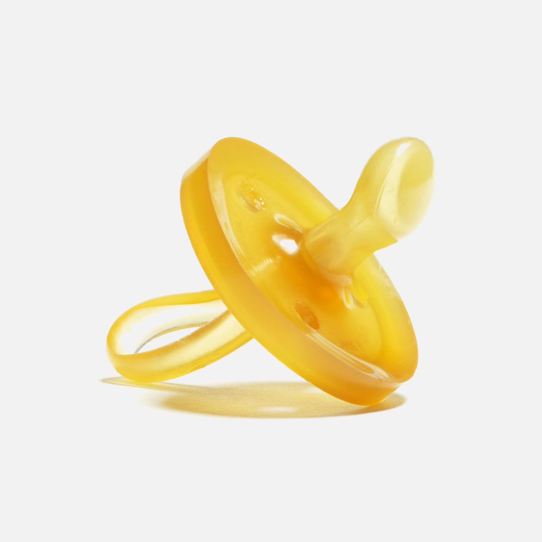 Natursutten Natural Rubber Original Orthodontic baby pacifier in medium size, side view of one-piece design