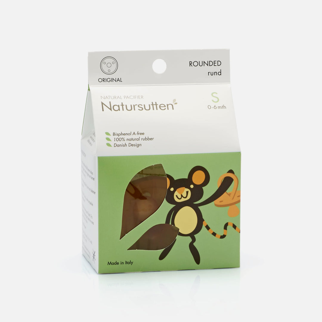 Natursutten Natural Rubber Original Rounded Pacifier, Small size, eco-friendly packaging for 0–6 months
