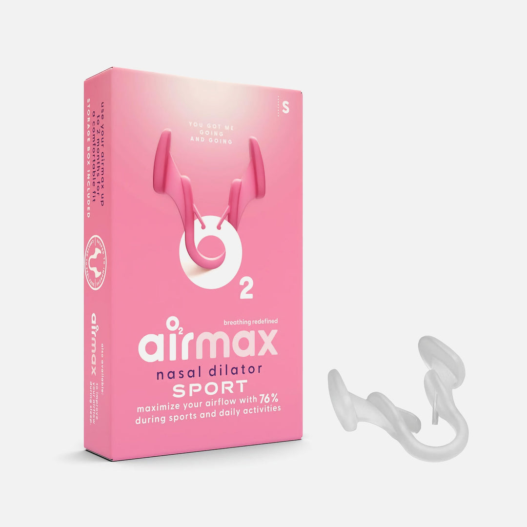 Airmax Nasal Dilator Sport in small size, 1-pack, designed to enhance airflow by 76% for sports and daily activities.