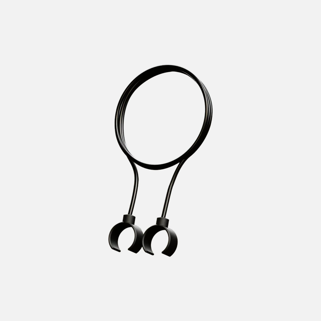 Black Alpine Cord for securing universal earplugs around the neck