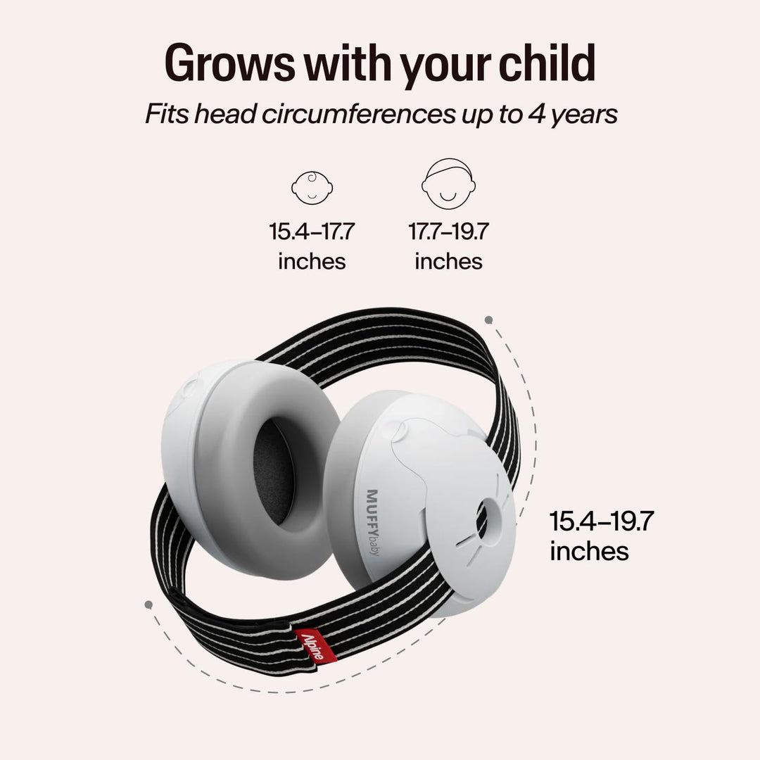 Alpine Muffy Baby Classic black earmuffs with adjustable headband for babies up to 4 years old