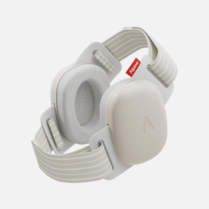 Alpine Muffy Baby Comfort earmuffs Soft Sand with soft adjustable headband and cushioned ear cups for infant hearing protection
