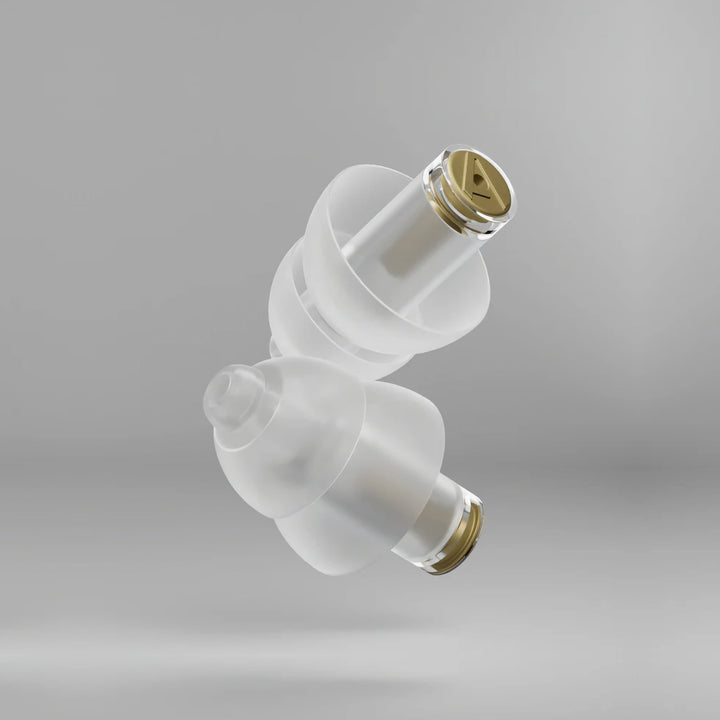 Alpine MusicSafe earplugs with high-fidelity noise reduction filters, featuring interchangeable attenuation levels for musicians.