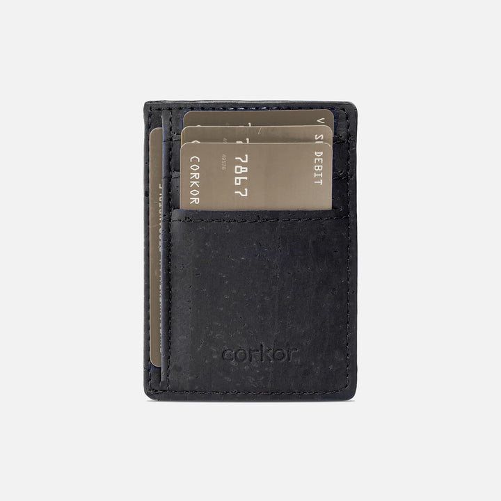 Corkor Vegan Cork RFID Card Wallet, Black