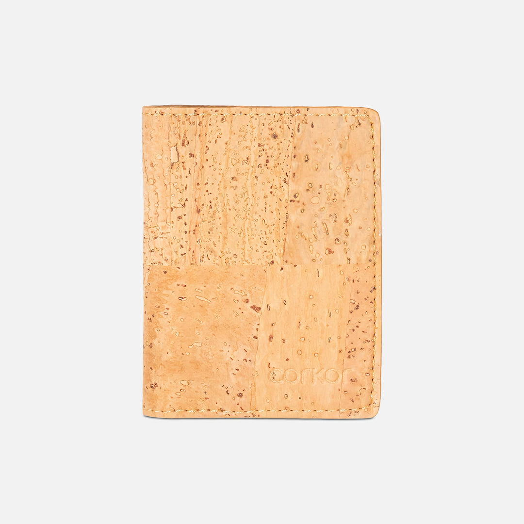 Light brown Corkor Vegan Cork Minimalist Wallet with RFID blocking and slim design, ideal for men seeking eco-friendly and durable wallets.