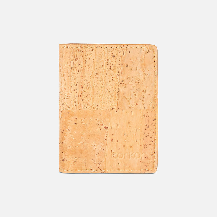 Light brown Corkor Vegan Cork Minimalist Wallet with RFID blocking and slim design, ideal for men seeking eco-friendly and durable wallets.