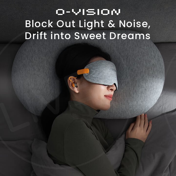 EVERYTHINK 0-VISION gray sleep mask with earplugs, designed for noise reduction and light blocking for restful sleep