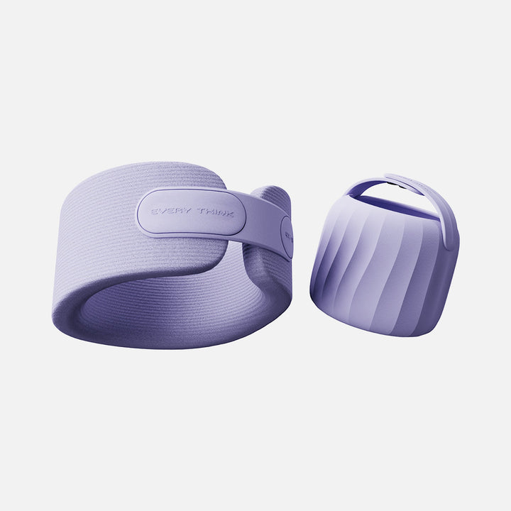 EVERYTHINK EC2 Neck Support Pillow in misty purple, shown with matching travel case, lightweight ergonomic neck support