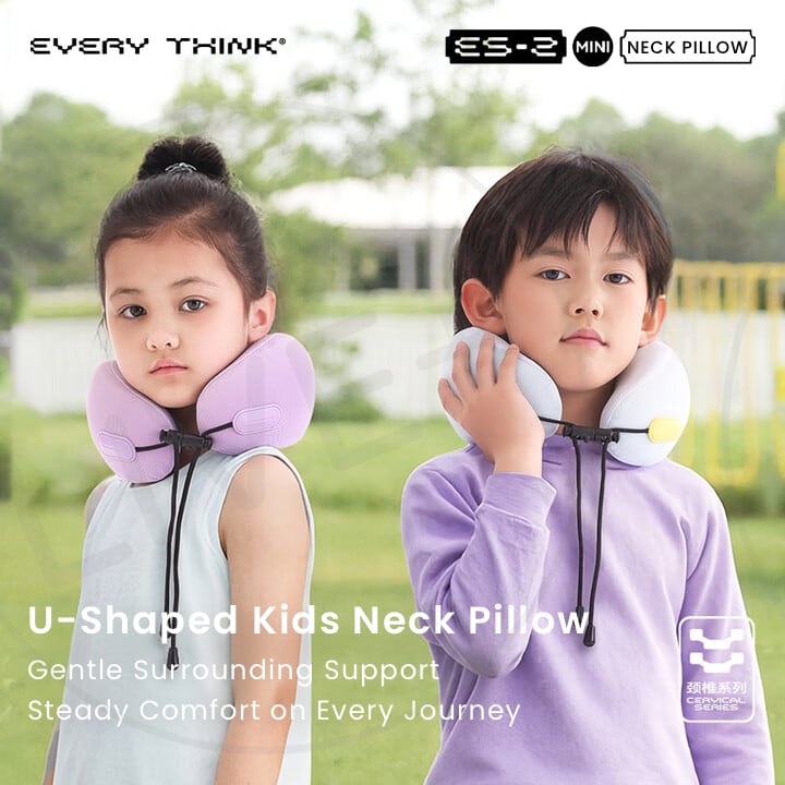 EVERYTHINK ES2 Mini U-Shaped Kids Neck Pillow with gentle support for stable, comfortable sleep during travel