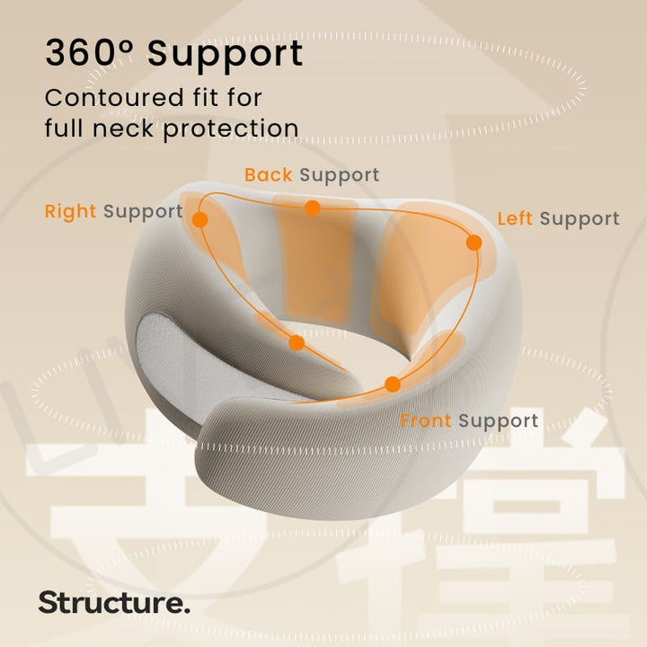 EVERYTHINK ES3 travel pillow with 360° ergonomic design for complete neck support and a contoured, snug fit