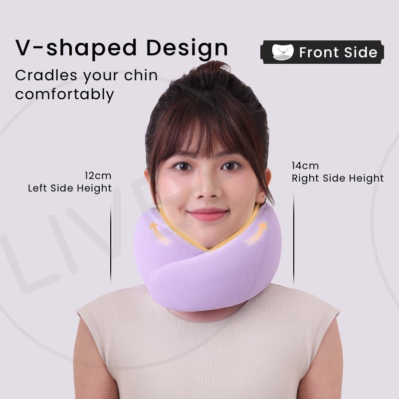 EVERYTHINK ES3 travel pillow with V-shaped design for chin support and asymmetrical height for enhanced comfort