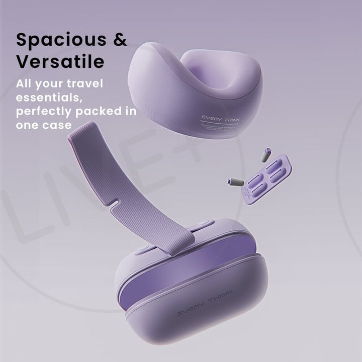 Large-capacity EVERYTHINK EV2 Travel Capsule with neck pillow, sleep mask, and earplugs for all-in-one travel comfort
