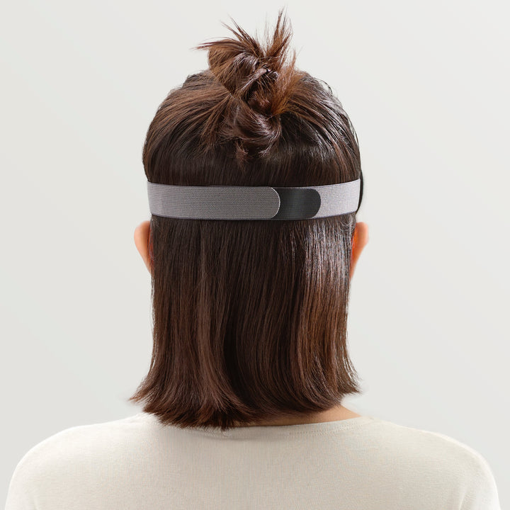 Back view of EVERYTHINK VE2 3D blackout sleep mask showing adjustable elastic strap in gray
