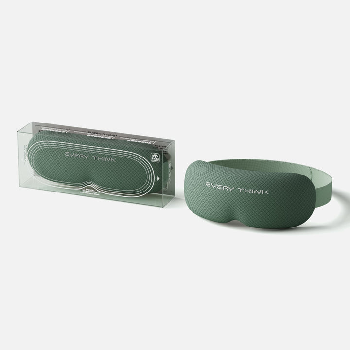 EVERYTHINK VE2 3D Blackout Sleep Mask in green with packaging, contoured for light-blocking comfort and travel-friendly use