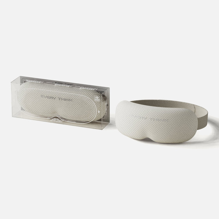 EVERYTHINK VE2 3D Blackout Sleep Mask in white with packaging, contoured for light-blocking comfort and travel-friendly use