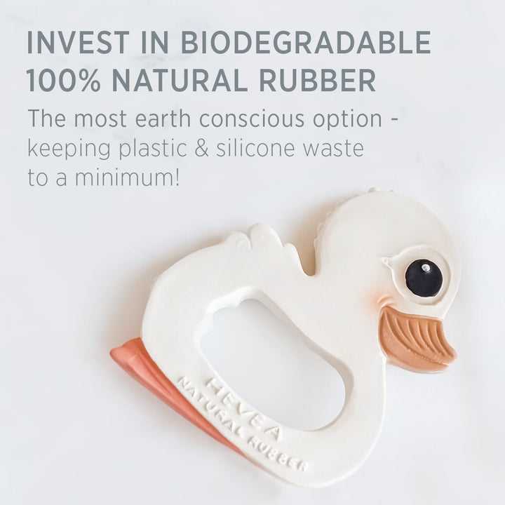 HEVEA Kawan Duck Teether made from biodegradable 100% natural rubber, eco-friendly and plastic-free choice for babies