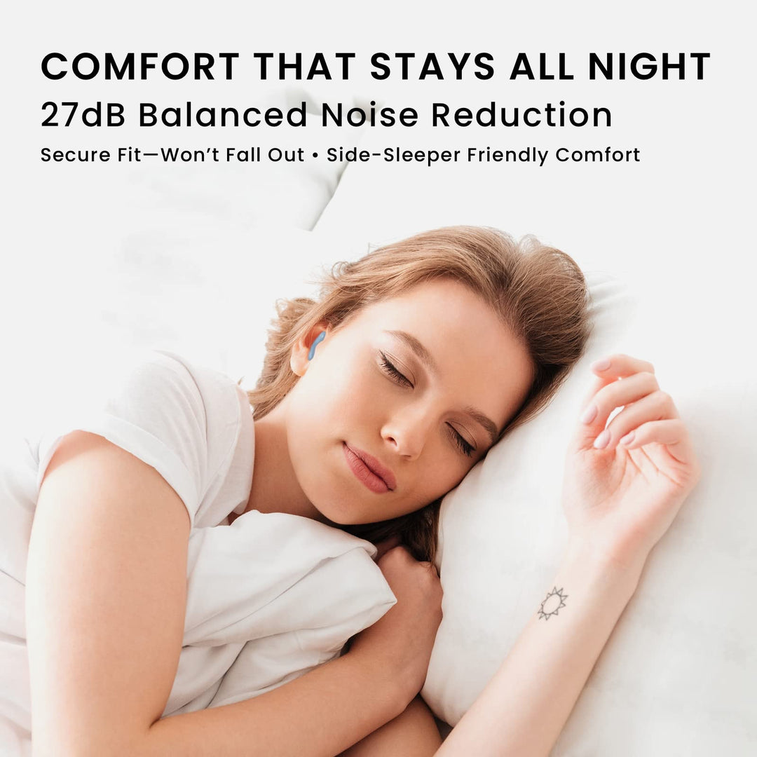 LYSIAN moldable silicone earplugs 27dB noise reduction, secure fit for sleep, side-sleeper friendly