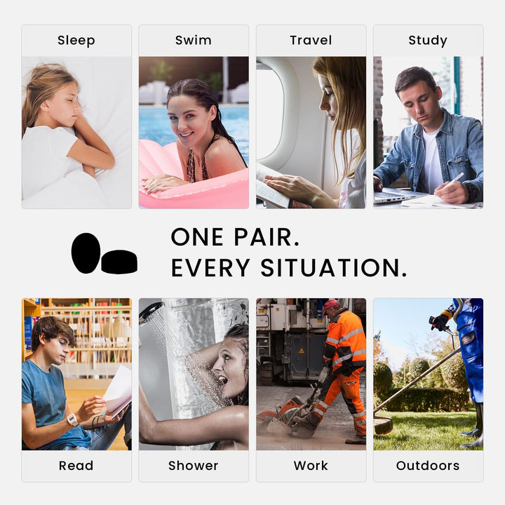 LYSIAN moldable silicone earplugs for sleep, swim, travel, study, work and outdoor use
