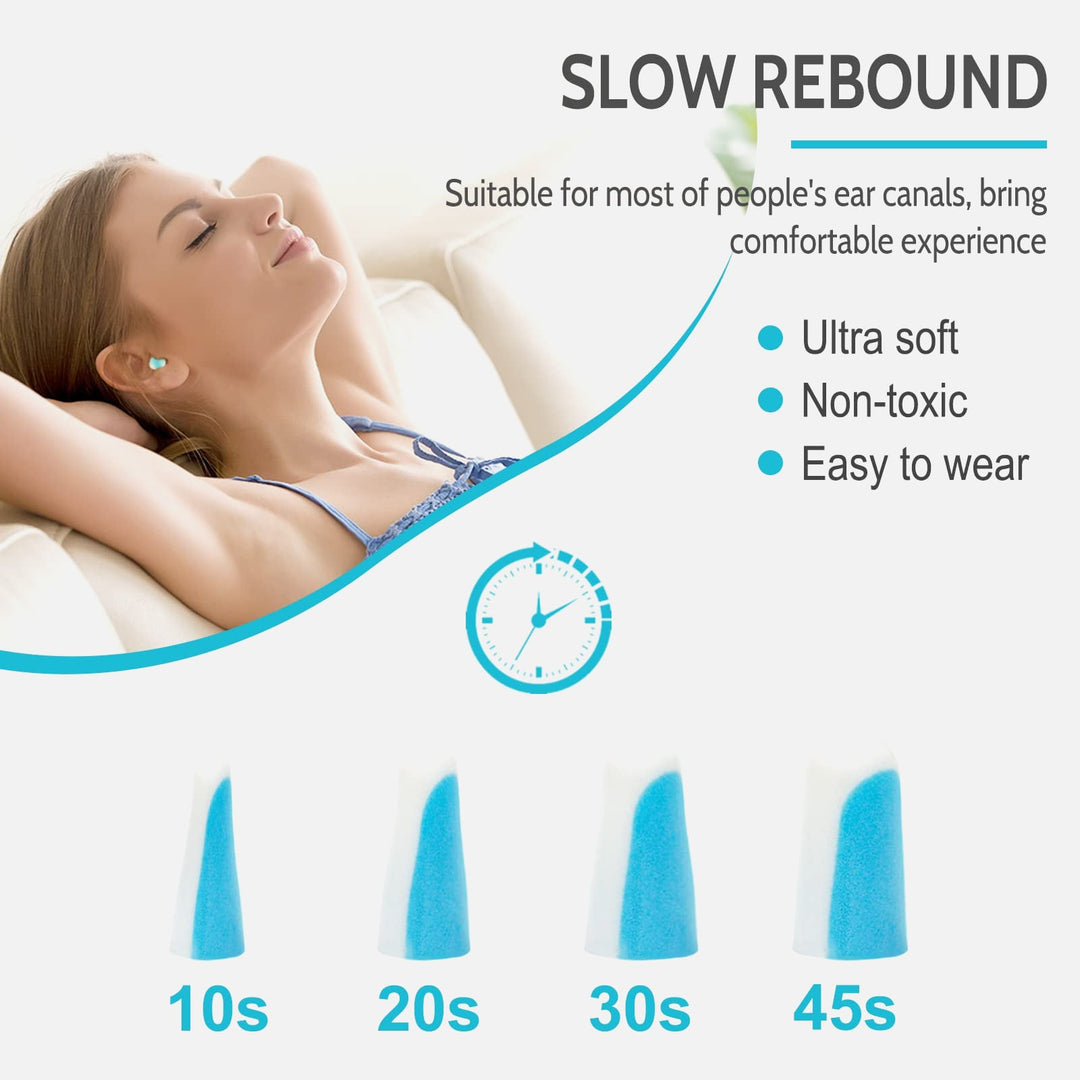 LYSIAN foam earplugs slow rebound ultra soft, comfortable fit with non toxic material easy to wear for sleep and daily use