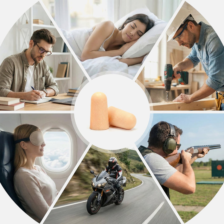 LYSIAN ultra soft foam earplugs for sleeping, work, travel, riding and shooting, providing high noise reduction and comfort