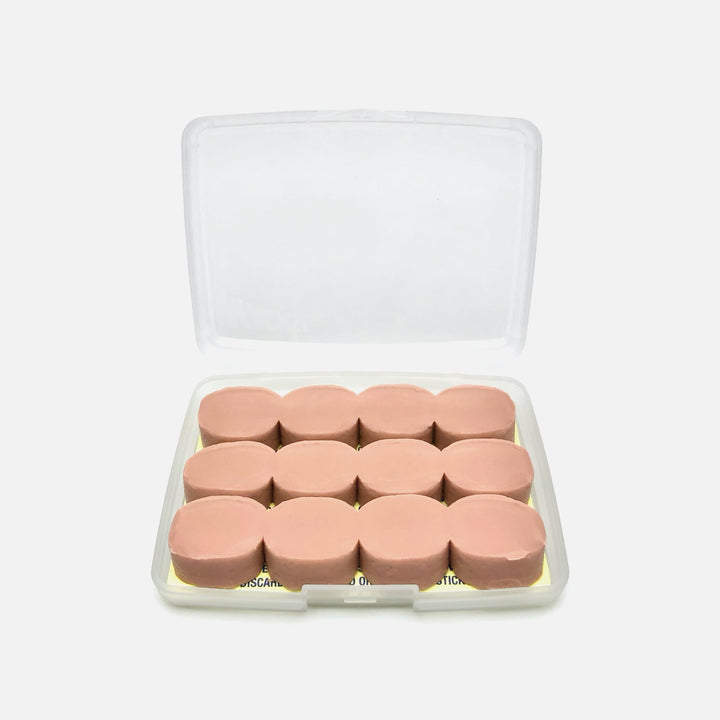 Mack's Snoozers silicone putty earplugs 6 pairs in storage case, beige moldable ear plugs for sleeping and snoring, NRR 22 dB