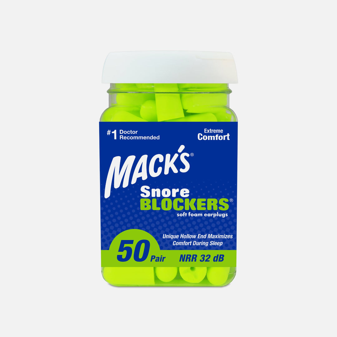 Mack's Snore Blockers soft foam earplugs, 50 pairs, NRR 32 dB, designed for snoring relief and extreme comfort