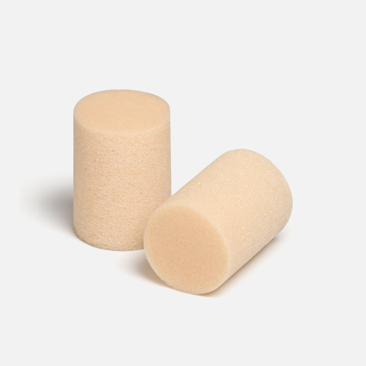Mack's ThermaFit Soft Foam Earplugs, cylindrical design, beige color, noise-reducing ear protection for comfort and safety