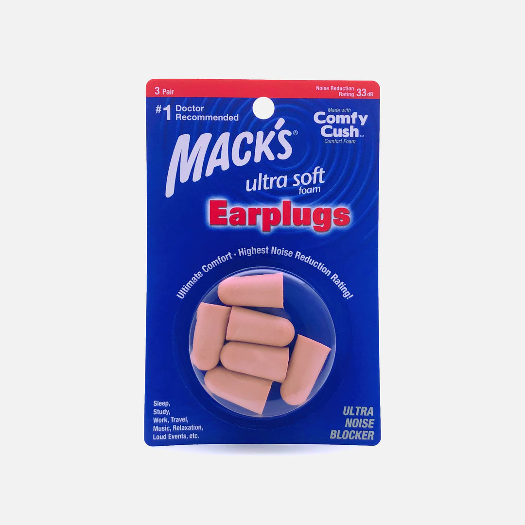 Mack's Ultra Soft Foam Earplugs 3 Pair pack for noise reduction and hearing protection
