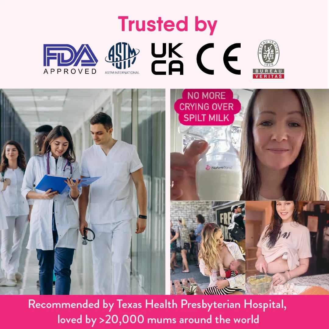 NatureBond All-In-1 Breast Pump Set trusted by FDA, CE and UKCA, recommended by healthcare professionals and used by breastfeeding moms worldwide