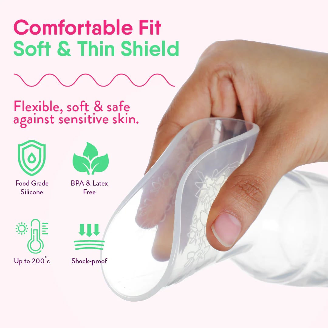 NatureBond All-In-1 Silicone Breast Pump with soft thin shield, flexible fit, food-grade silicone, BPA-free, gentle on sensitive skin