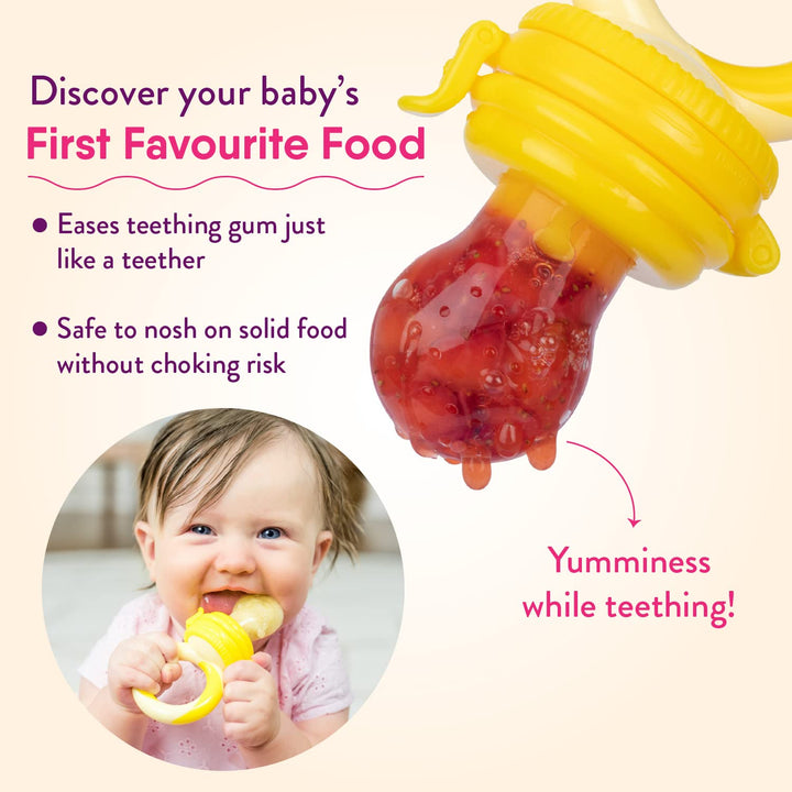 NatureBond baby fruit feeder and teether helping babies safely enjoy solid foods while soothing teething gums during feeding