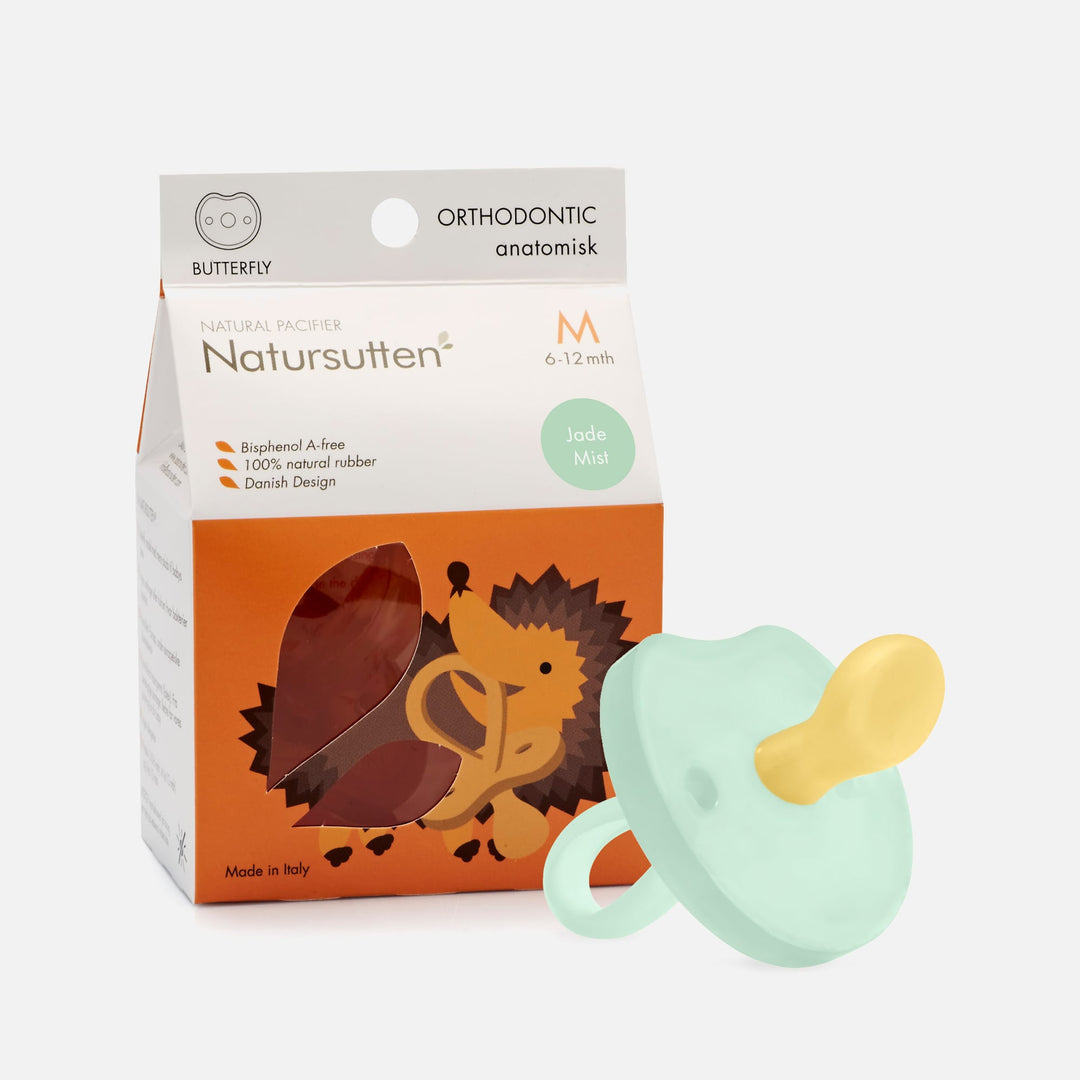 Natursutten Natural Rubber Butterfly Orthodontic Pacifier, Jade Mist