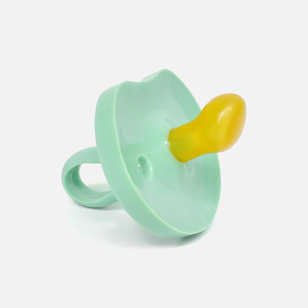 Natursutten Natural Rubber Butterfly Orthodontic Pacifier in Jade Mist, featuring a flat orthodontic nipple and ergonomic design.