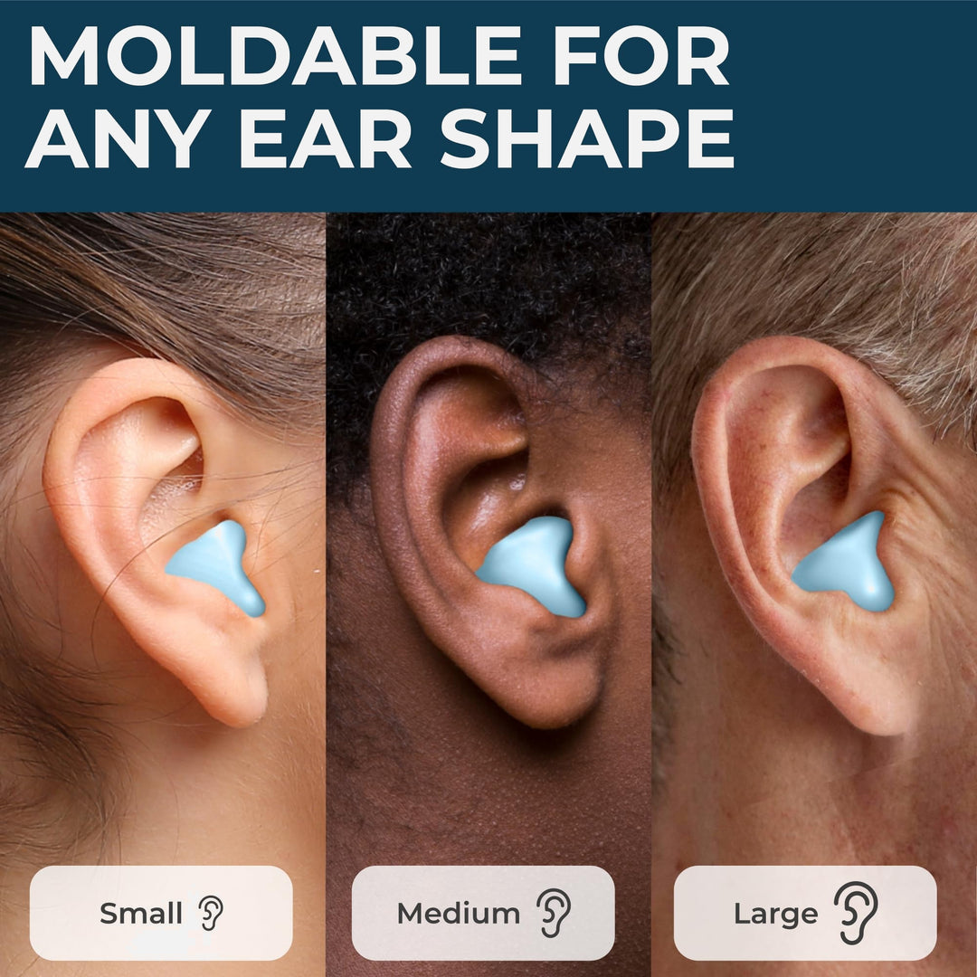 PQ Wax Ear Plugs blue earplugs molded to fit small, medium, and large ear shapes