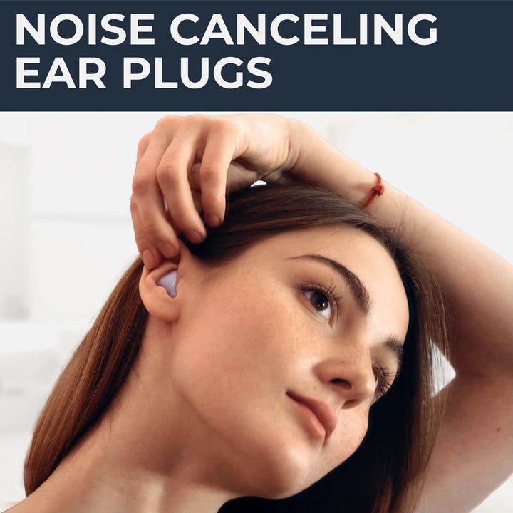 PQ Wax Ear Plugs white earplug worn in the ear, showing the moldable low-profile fit