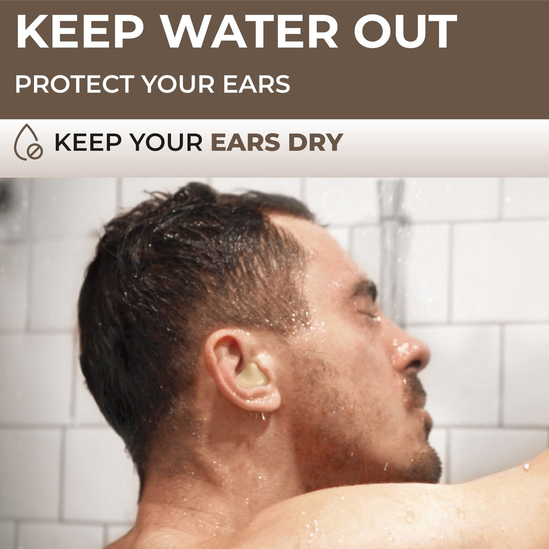 Reusable waterproof earplugs for swimming and showering.