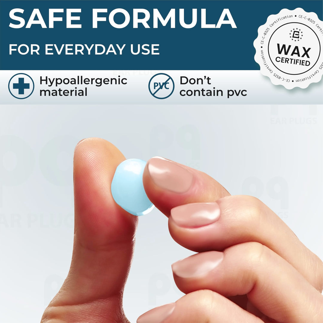 Soft, safe earplugs made of hypoallergenic material, ideal for everyday wear.