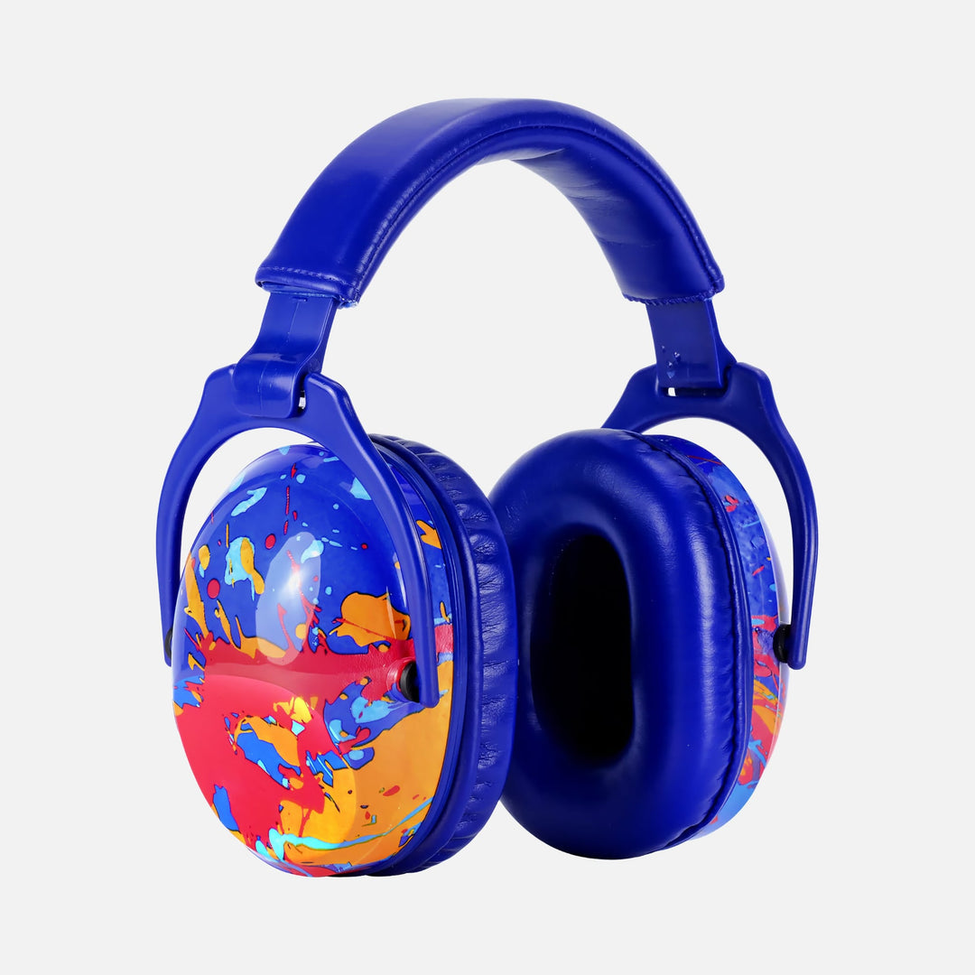 ZOHAN EM030 kids earmuffs blue graffiti with adjustable headband and soft ear cushions for comfortable hearing protection
